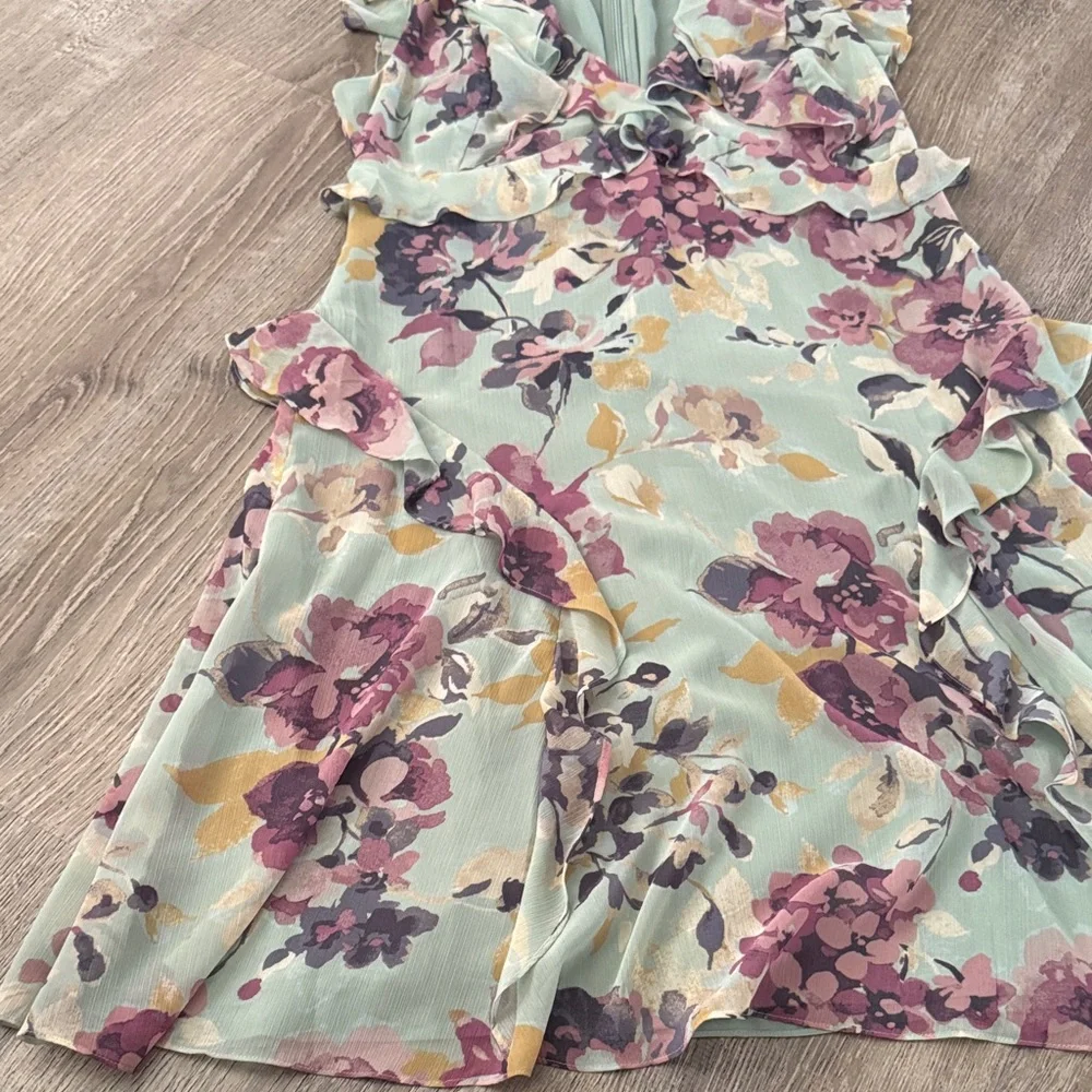 Ralph Lauren Floral Ruffle Midi Dress in Sage Green - Picture 5 of 7